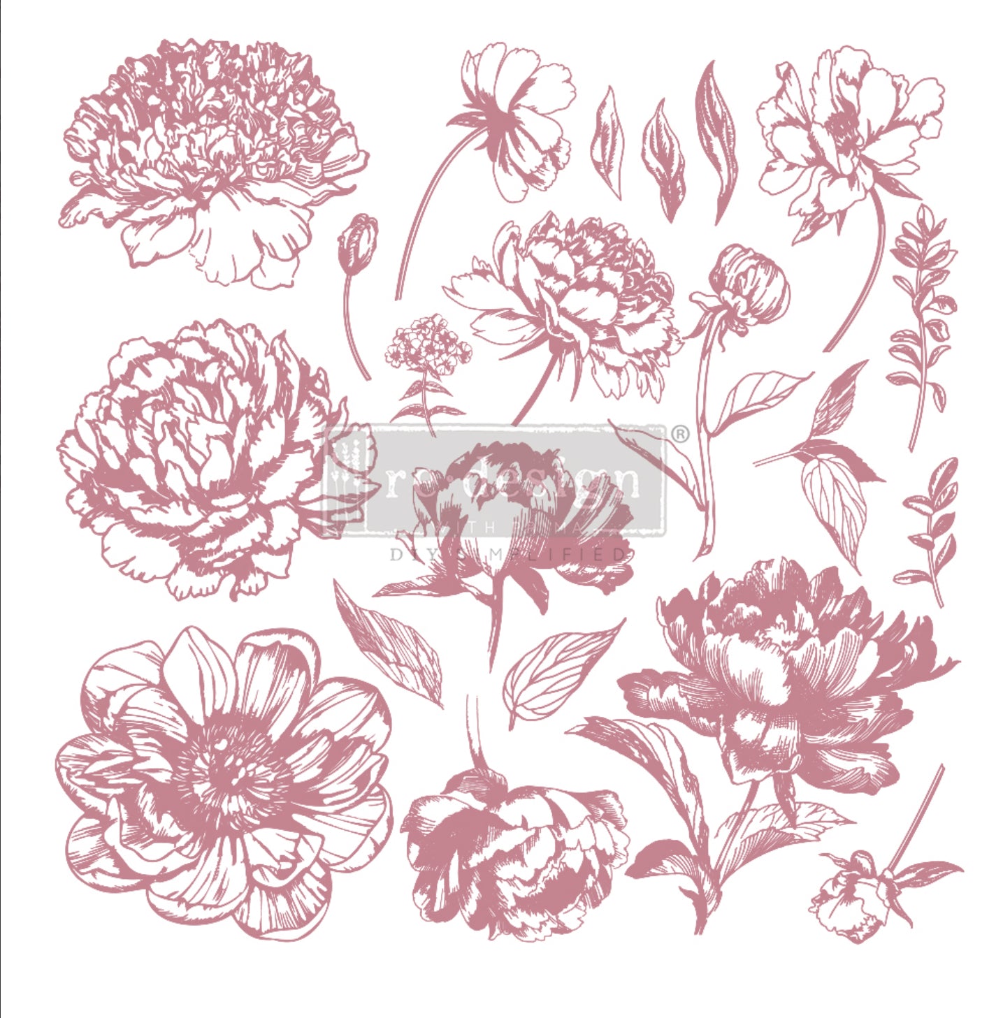 CLEARLY-ALIGNED DÉCOR STAMPS – LINEAR FLORAL – 12×12 CLEAR CLING